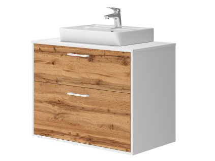 Lavedo Afina Neon White/Wotan Oak 80 koupelnová skříňka s umyvadlem, AF-80-NE-WOWH