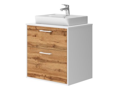 Lavedo Afina Neon White/Wotan Oak 60 koupelnová skříňka s umyvadlem, AF-60-NE-WOW