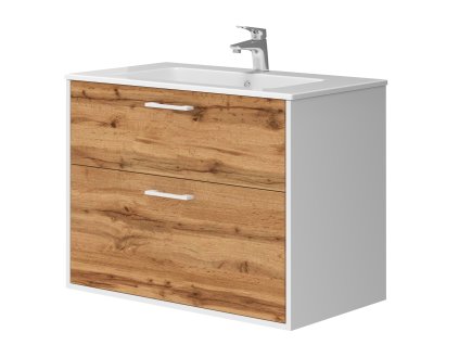 Lavedo Afina Piedra White/Wotan Oak 80 koupelnová skříňka s umyvadlem, AF-80-PIE-WWO2