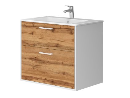 Lavedo Afina Piedra White/Wotan Oak 70 koupelnová skříňka s umyvadlem, AF-70-PIE-WWO2