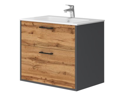 Lavedo Afina Piedra Grey/Wotan Oak 70 koupelnová skříňka s umyvadlem, AF-70-PIE-GRWO
