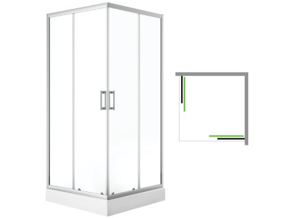 Aplomo Bresso čtvercový sprchový kout s vaničkou, chrom Rozměr koutu: 80x80cm, JKB_086K