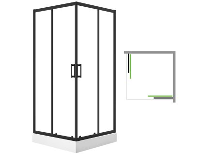Aplomo Bresso čtvercový sprchový kout s vaničkou, black Rozměr koutu: 80x80cm, JKBB796K
