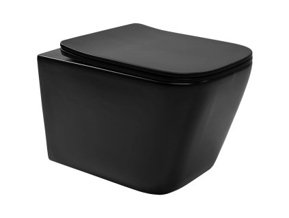 Rea Julio rimless black WC závěsné  se sedátkem, mat, REA-C6550