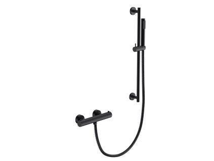 Besco Veo sprchový set s termostatickou baterií a posuvnou ruční sprchou, black, BP-VNTII-CZ