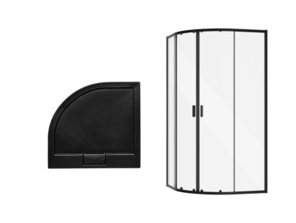 Besco Zarya čtvrtkruhový sprchový kout s vaničkou Axim, black Rozměr koutu: 90x90cm, ZB-AXS90-190