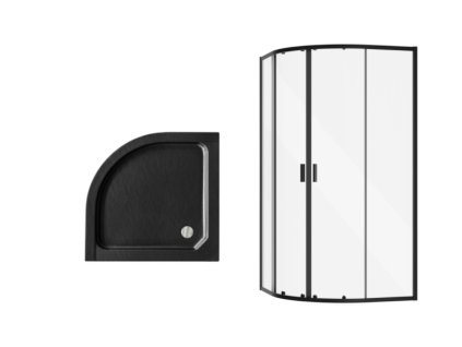 Besco Zarya čtvrtkruhový sprchový kout s vaničkou Alex Stone, black Rozměr koutu: 90x90cm, ZB-ALS90-190