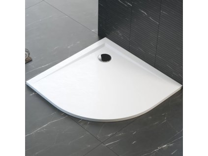 Polimat Perrito White imitace kamene čtvrtkruhová sprchová vanička, litý mramor Rozměr vaničky: 90x90cm, 00540