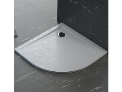 Polimat Perrito šedý beton čtvrtkruhová sprchová vanička, litý mramor Rozměr vaničky: 90x90cm, 00543