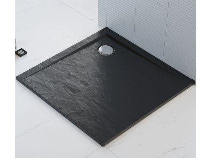 Polimat Perrito Black čtvercová sprchová vanička imitace kamene, litý mramor Rozměr vaničky: 90x90cm, 00566