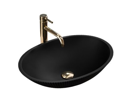 Rea Della Black 52 skleněné umyvadlo na desku, mat, REA-U0274