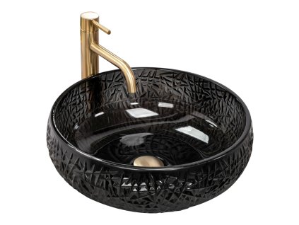 Rea Ice Black 40 skleněné umyvadlo na desku, REA-U6660