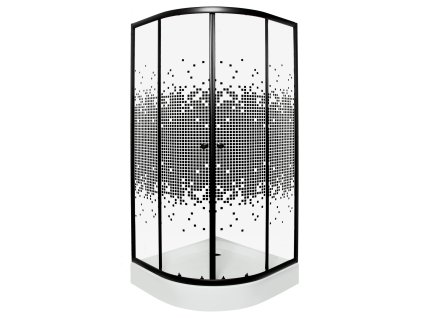 Kerra Pixel Black čtvrtkruhový sprchový kout s vaničkou Rozměr koutu: 80x80cm, 13226_80X
