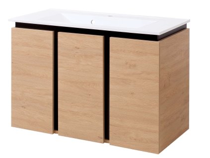Lavedo Black Wood 100 koupelnová skříňka s umyvadlem z litého mramoru, BL-W-100