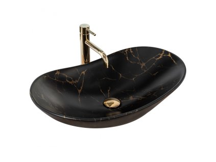 Rea Royal Marble 62 black umyvadlo na desku, mat, REA-U7478