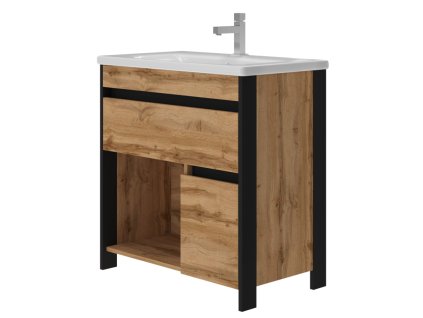 Koupelnová skříňka s umyvadlem Bronx Wotan Oak 80 – dubový dekor, smontovaná | Lavedo by Aplomo, BRX-80WO