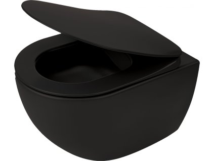 Deante Peonia rimless WC keramické závěsné se sedátkem, černá, CDEDNZPW
