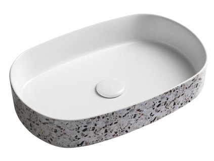 Isvea INFINITY OVAL keramické umyvadlo na desku, 55x36cm, terrazzo 10NF65055-2L-TRZ
