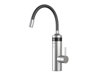 Aqualine TON elektrická vodovodní baterie s průtokovým ohřívačem vody, flexi ramínko, 230V, 3kW, černá/nerez 211085