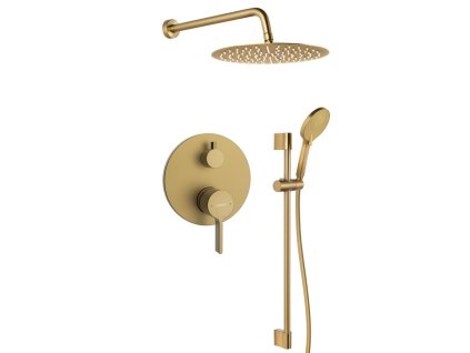 Sapho ICONIC podomítkový sprchový set s pákovou baterií, 2 výstupy, posuvný držák sprchy, zlato mat AF042GB-02