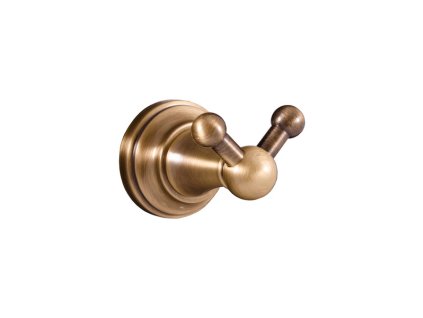 MORAVA RETRO - Koupelnový doplněk Věšáček dvojitý, Stará mosaz (Bronz) MKA0102SM, RAV Slezák