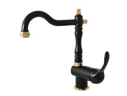 LABE - Umyvadlová/dřezová baterie bez výpusti, Černá matná/Zlatá L008.0/8CMATZ, RAV Slezák