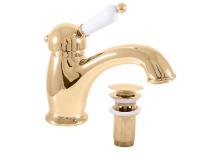 LABE - Umyvadlová baterie s výpustí, Zlatá - lesklá L527.0KZ, RAV Slezák