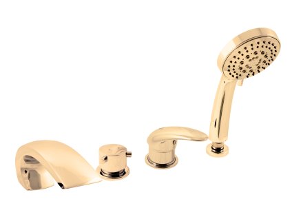 DUNAJ - Vanová baterie 4-otvorová, vodopád, Zlatá lesklá D472.0PZ, RAV Slezák