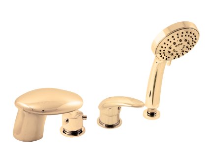 DUNAJ - Vanová baterie 4-otvorová, vodopád, Zlatá lesklá D471.0PZ, RAV Slezák