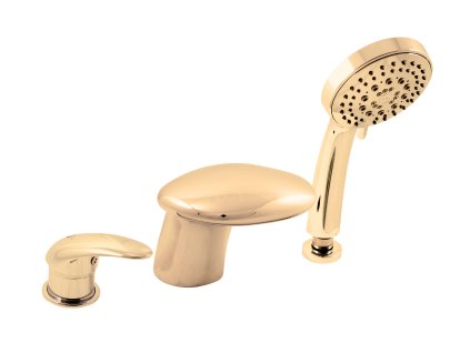 DUNAJ - Vanová baterie 3-otvorová, vodopád, Zlatá lesklá D471.0YZ, RAV Slezák