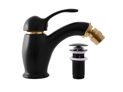LABE - Bidetová baterie s výpustí, Černá matná/Zlatá L045.0KCMATZ, RAV Slezák