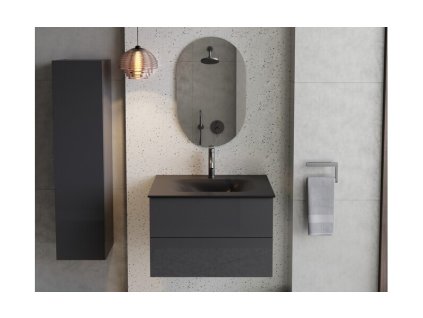 BESCO Zrcadlo bez osvětlení AKYA grafitová matná NALA50GM