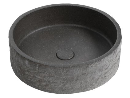 Sapho ISPIR betonové umyvadlo včetně výpusti, 40cm, černý granit AR476