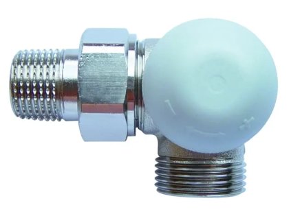 Herz Termostatický ventil úhlový-pravý E, s přednastavením