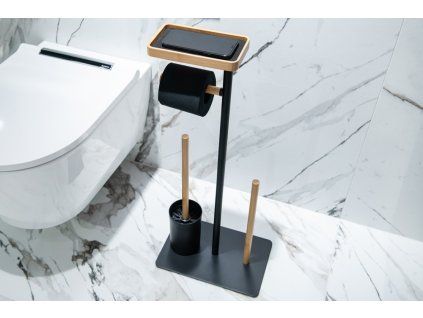wc stetka drzak papiru kov cerna barva bambus