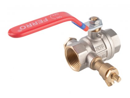 Novaservis Kulový plnoprůtočný kohout s vypouštěním, páka MM 6/4" KFPW5