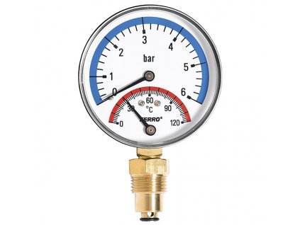 Novaservis Termomanometr 80mm 1/2" RADIÁLNÍ 0-6bar 120°C TM80R