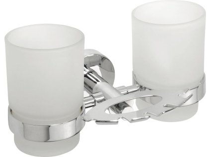 Sapho X-ROUND držák kartáčků včetně sklenic, mléčné sklo, chrom XR900