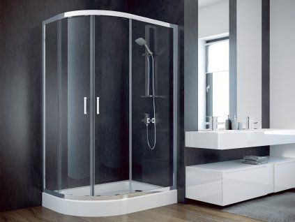 asymetricky ctvrtkruhovy sprchovy kout modern chrom 190