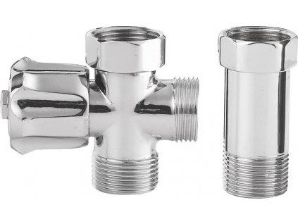 Aqualine Pračkový ventil před nástěnnou baterii se zpět. ventilem 3/4"x3/4", chrom 5315