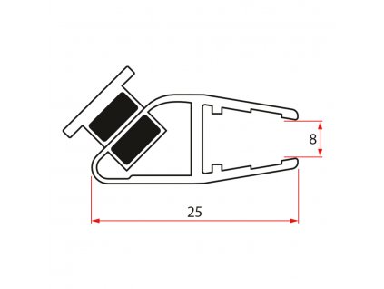 Gelco Set magnetických těsnění 45°pro sklo 8mm a profil , 2000mm NDGD03