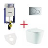 WC set OVALE BASSO RIMLESS: závěsné WC se sedátkem, kombifix, podložka, tlačítko chrom lesk, OLKLT053ER003