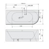 Polysan VIVA L MONOLITH asymetrická vana 170x75x60cm, bílá/černá 70119MB