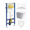 Mereo WC set - Rimless WC hranaté, modul pro sádrokarton, bílé hranaté tlačítko MM02SETRB