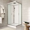 Mereo Sprchový box, čtvercový, 80cm, satin ALU, sklo Point, z. stěny bílé, SMC vanička, se stříškou CK34172KBSW