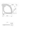 9078 sprchova vanicka ctvrtkruhova z liteho mramoru 80 x 80 cm linea nakres