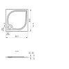 9081 sprchova vanicka ctvercova z liteho mramoru 80 x 80 cm linea nakres
