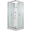 2588 11 sprchovy box smaragd model 1 ctverec s vanickou z liteho mramoru cire sklo