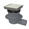 ALCA Podlahová vpust nerezová 130×130 mm boční, oboustranná nerezová mřížka, vodní zápachová uzávěra APV140