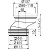 ALCA Dopojení k volně stojícímu WC, excentrické 40 mm, 110 mm, délka 125 mm, PP, bílé A991-40
